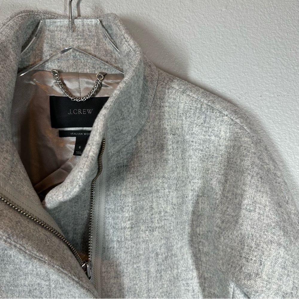 J.CREW Women's 6 Cocoon Light Grey Italian Wool Stadium Cloth Long Full Zip Coat - Picture 6 of 14